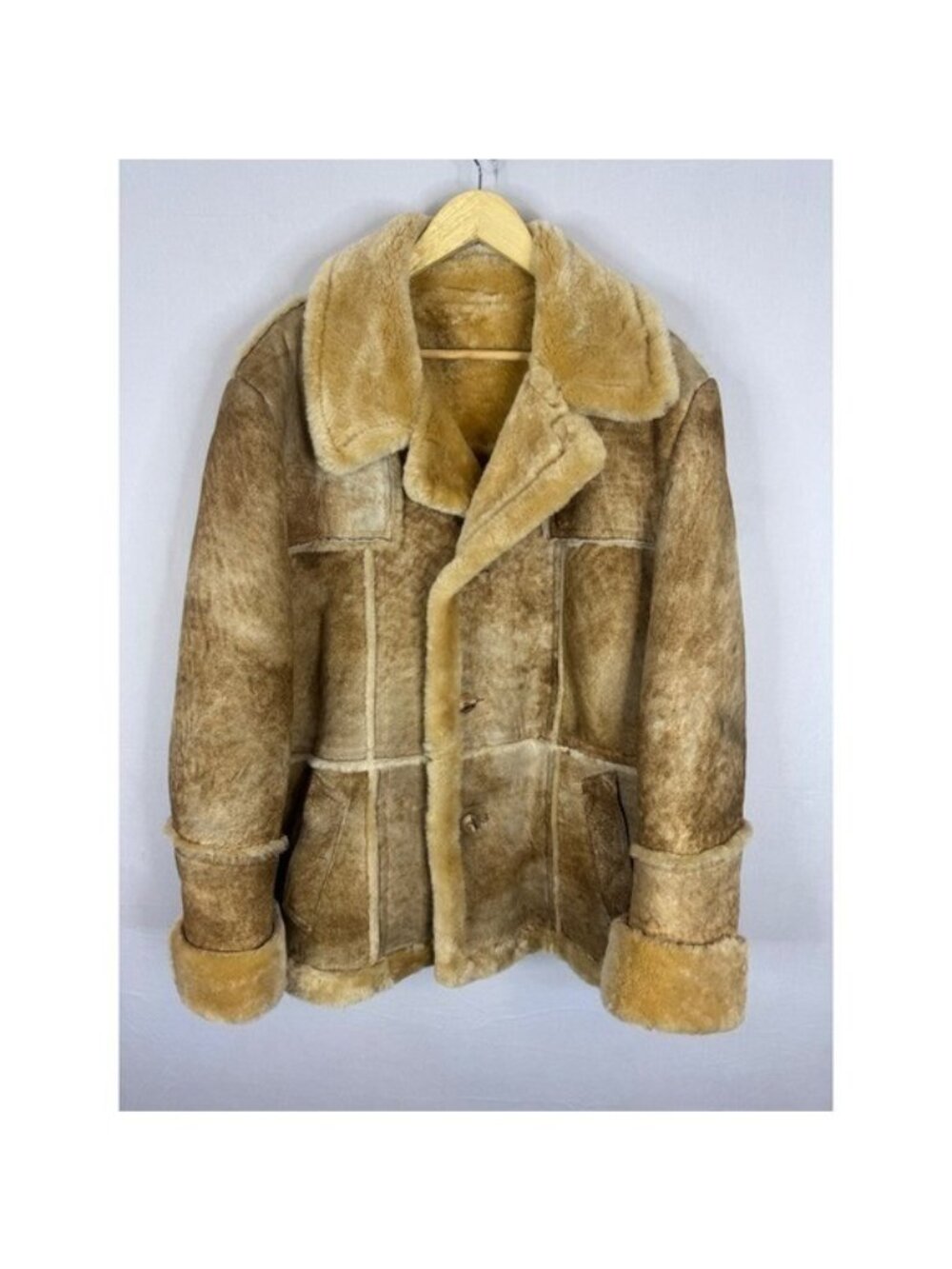Vintage Sears The Mens Store Shearling Leather Jacket Tan Canada 48